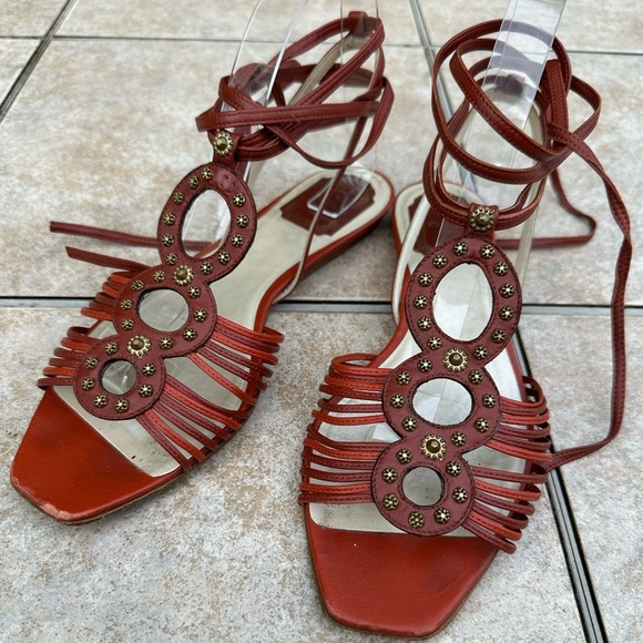 CHRISTIAN DIOR DESIGNER SHOES FOR WOMEN DIOR ALLEGRIA SANDAL FLAMENCO - Picture 2 of 16